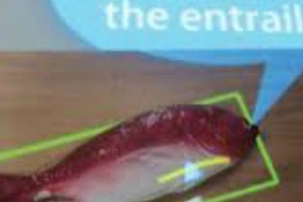Kitchen tech teaches chefs to cut along a virtual line.