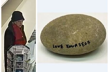 Police are on the lookout for the woman who stole a $17,500 rock from a Yoko Ono exhibition.