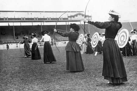 Women archers compete at the 1908 London Olympics.