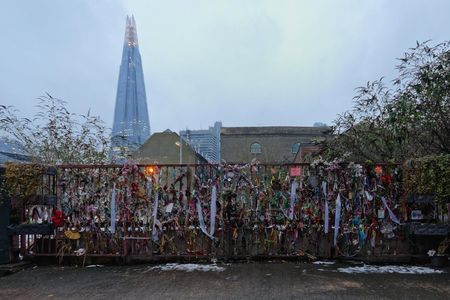 A shrine marking London's Cross Bones Graveyard.