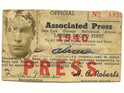 The 1940 press pass for an AP reporter named Joe Abreu. 