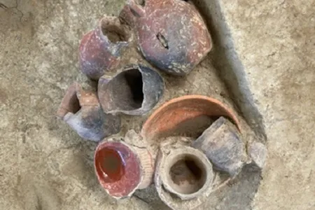 Some of the vessels contained residue from an alcoholic brew.