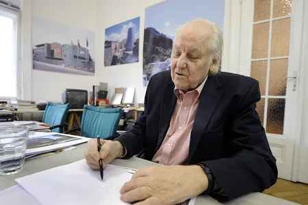 Hans Hollein at his office in Vienna, Austria, 20 March 2009.