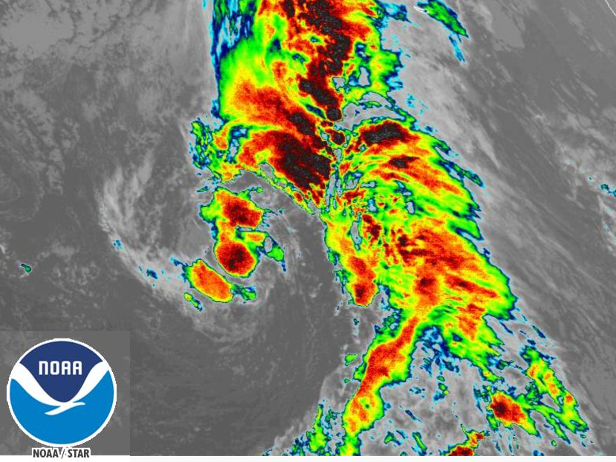 Satellite image of tropical storm Theta