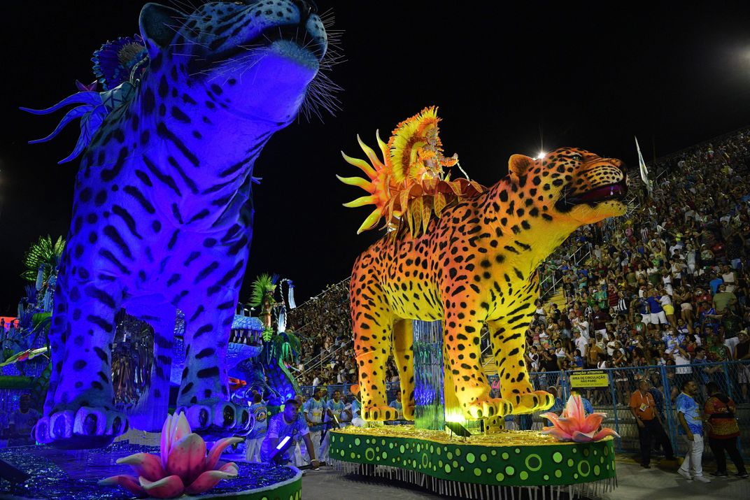 The Unidos da Tijuca samba school float participates in the second night of the Rio Carnival parade at Sambodrome Marques de Sapucai in Rio de Janeiro, Brazil, April 23, 2022.