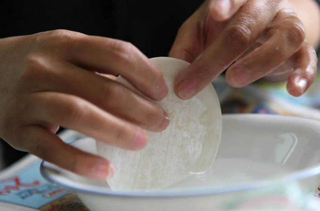 getting the edges of momo dough wet