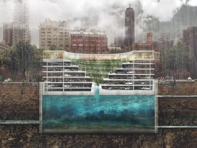 Danish architecture firm THIRD NATURE's POP-UP project stacks a parking garage on top of a water reservoir.