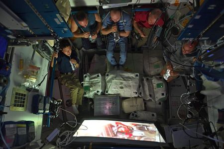 Watching the latest Star Wars movie on the space station, December 2017.