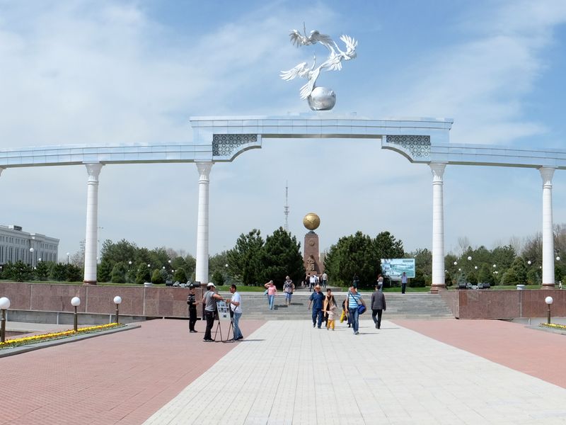 Panorama of the entrance to Independence Square in Tashkent Uzbekistan ...