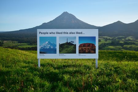 A sign of "suggestions" for other natural wonders similar to New Zealand's Mount Taranaki