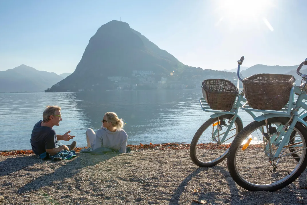 Bicycling along Lake Lugano