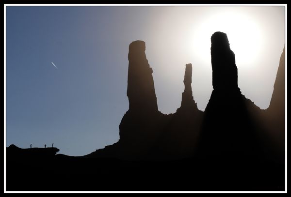 Three Visitors and the Three Sisters, Monument Valley, Utah thumbnail