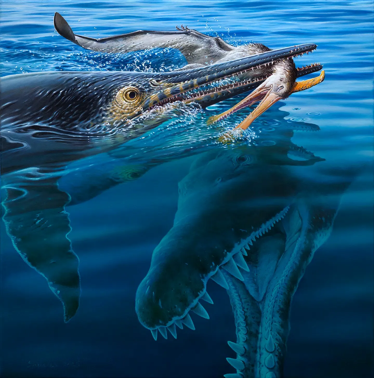 Rare Fossil Reveals a Three-Tier Food Chain Frozen in Time: a Pterosaur Eaten by an Ichthyosaur Eaten by a Pliosaur