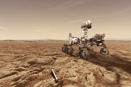 Artist's concept of Mars 2020 rover with sample tubes.