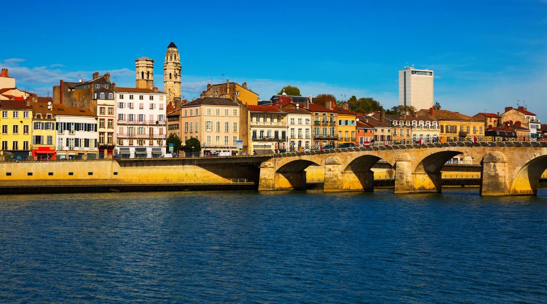 The town of Mâcon, situated along the Rhône River