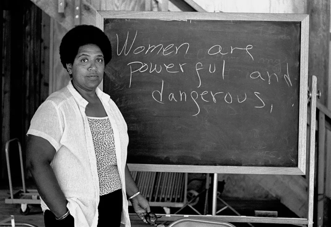 Writer, poet and activist Audre Lorde at the Atlantic Center for the Arts in New Smyrna Beach, Florida, in 1983