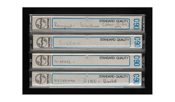 Audio cassettes of interviews with Jim Dine, Stephen Durkee, James Rosenquist, Andy Warhol, and Tom Wesselmann conducted by Gene Swenson, ca. 1963. Gene Swenson Papers, Archives of American Art, Smithsonian Institution.