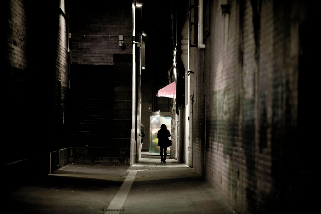 person in alley