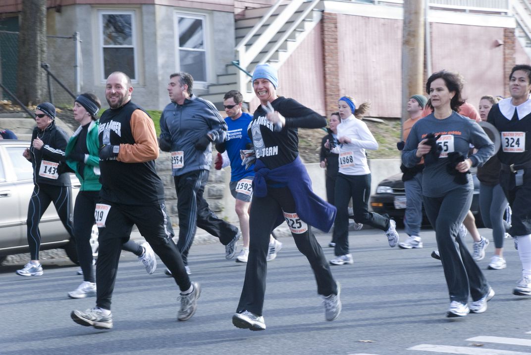 Runners looking pleased in the annual Turkey Run race Smithsonian
