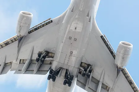 A Boeing 747 takes flight.