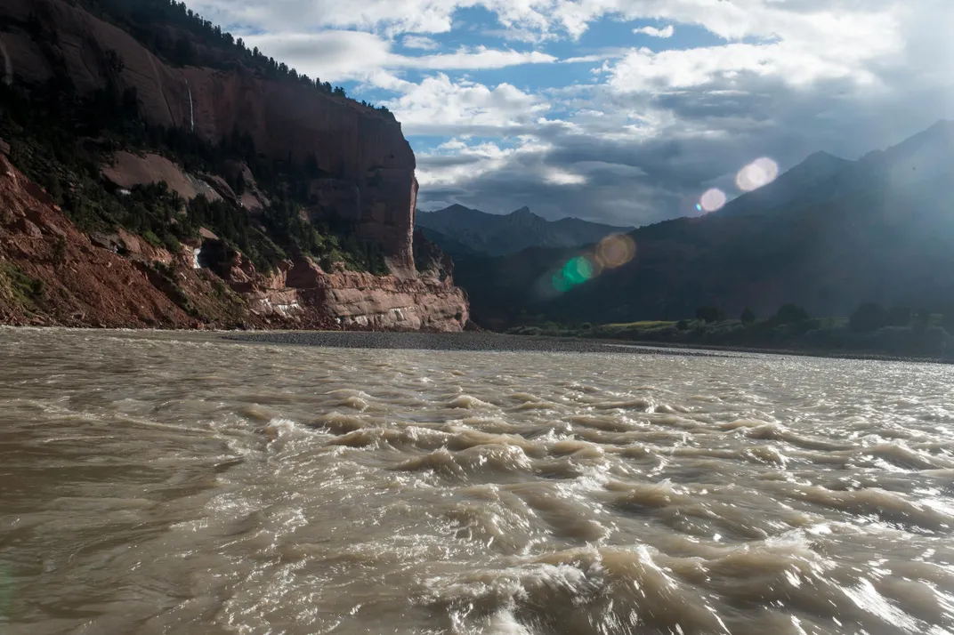 The Mekong river runs past mountains in Angsai.