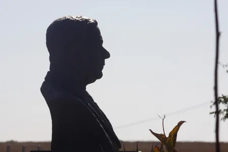 A sculpture of Hendrick Verwoerd, the architect of apartheid in South Africa.
