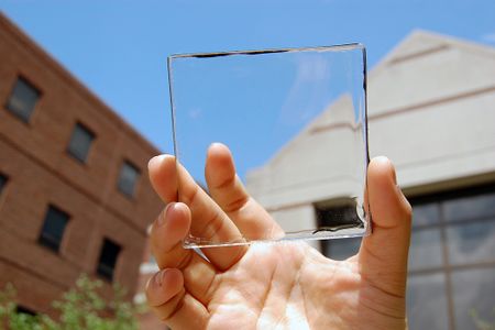 The transparent solar concentrator material doesn’t block visible light, but turns light in other parts of the spectrum into electricity.