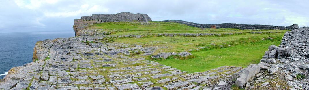The ancient stone fort of Dun Aonghosa on the cliffs on Inishmore