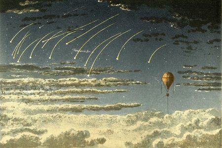 Falling stars as seen on a balloon journey in pioneering aeronaut James Glaisher's book Travels in the Air. A record-setting balloon flight manned by Glaisher is the subject of the new movie The Aeronauts.