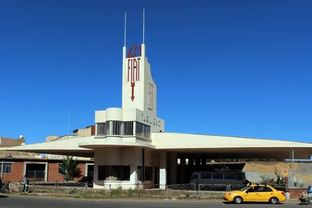 Completed in 1939, the Fiat Tagliero service station is one of the city's many Art Deco structures.