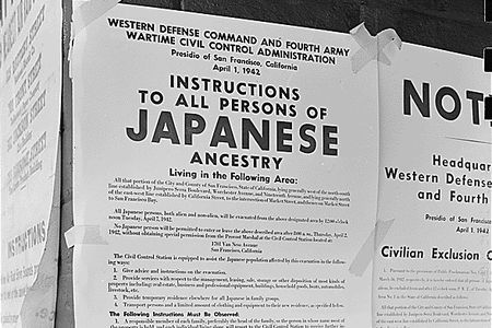 An official notice of exclusion and removal posted on April 1, 1942.