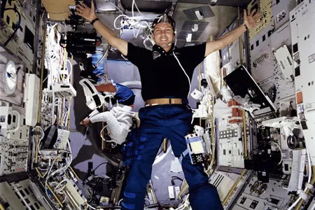 German astronaut Hans Schlegel returns to space after a 15-year absence.