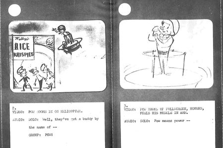 Pow!, the fourth Rice Krispies elf, as he appeared in a storyboard for an advertisement.