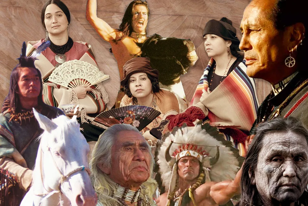 Collage illustration of Native representation in prominent films