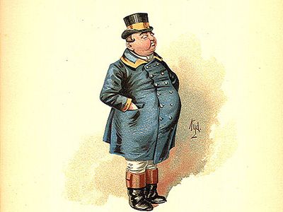 Joe, the "fat boy" from the Pickwick Papers.