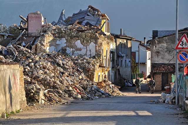 Rubble from the 2009 L’Aquila earthquake.