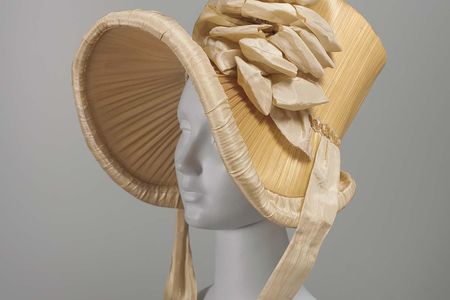 Mary Kies' patented technique wove silk and straw together to make fetching bonnets like this 1815 specimen. 