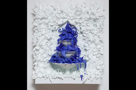 Fountain With Butterflies in Periwinkle and Milk, 2022