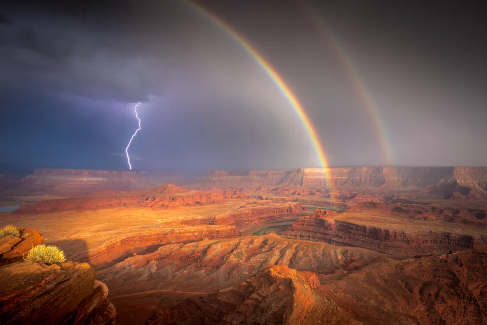 A beautiful storm with lightning, rain and a rainbow!