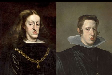 A portrait (by Juan Carreño de Miranda) of Charles II, the last of the Spanish Habsburg kings, and his father, Philip IV (painted by Diego Velázquez, of whom the king was a patron). Both men had prominent jaws, which a new study concludes is most likely the result of the family's inbreeding. 