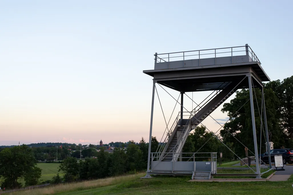 A large rectangular observation tower
