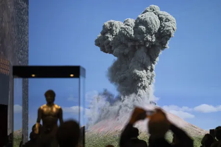 The exhibition includes a recreation of Mount Vesuvius' eruption in 79 C.E.