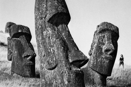 Moai on the slopes of the Rano Raraku volcano of Easter Island