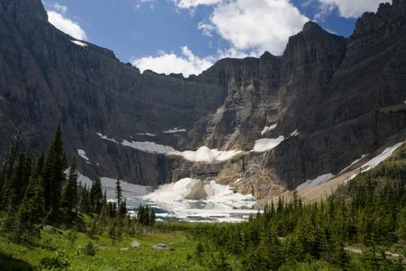 Iceberg Lake and melting glacier in Glacier National Park