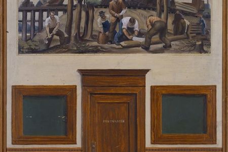 “Parks and Recreation” heroine Leslie Knope would love to see this mural study from an Indiana post office on her visit to DC. Clearing the Right of Way by Joe Cox, 1938.