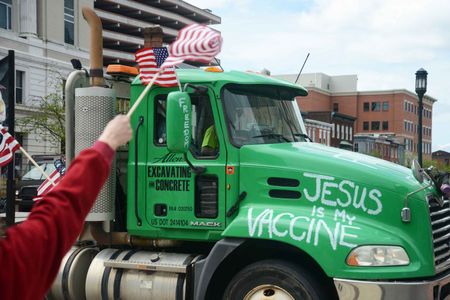 For many behind the so-called anti-vax movement, faith is the ultimate protection. At an anti-shutdown rally in Harrisburg, Pennsylvania, a protester painted the hood of his truck with the motto &ldquo;Jesus is my vaccine.&rdquo;