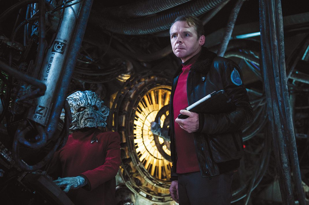 Deep Roy and Simon Pegg