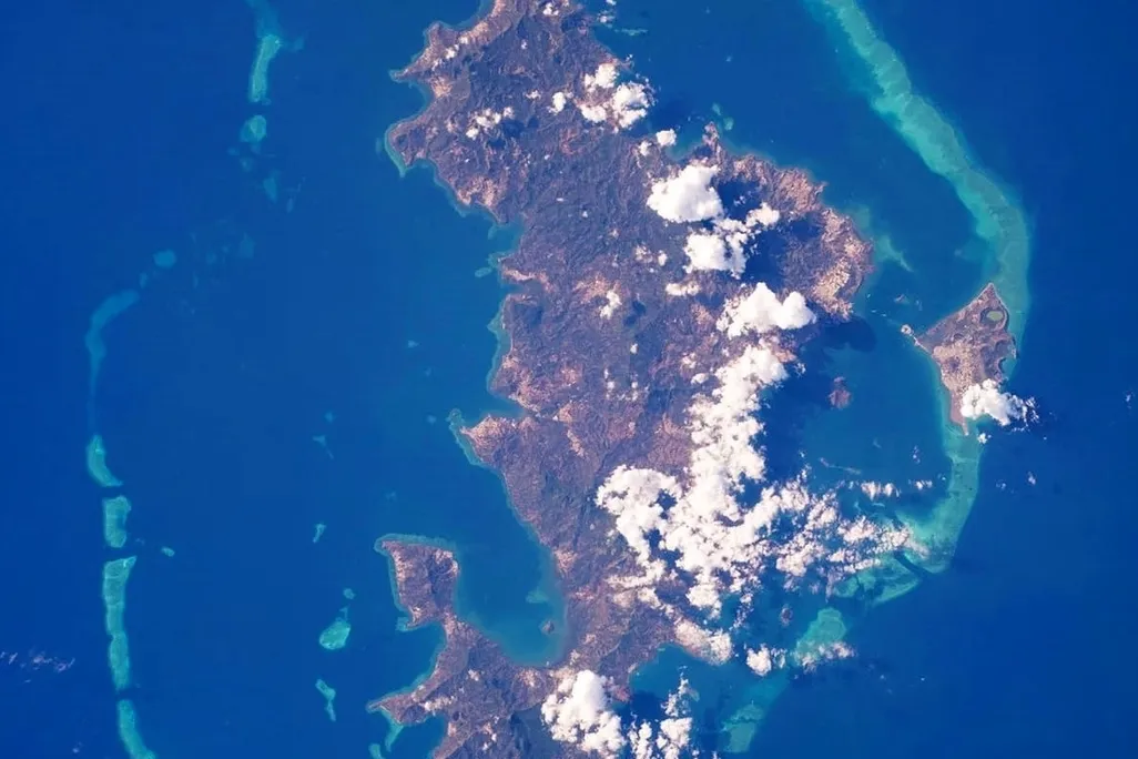 A satellite image of Mayotte Island taken from the International Space Station