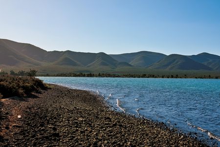 A view of the Sea of Cortez from an unnamed barrier island in Baja California.