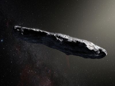 Artist’s impression of the interstellar asteroid Oumuamua.